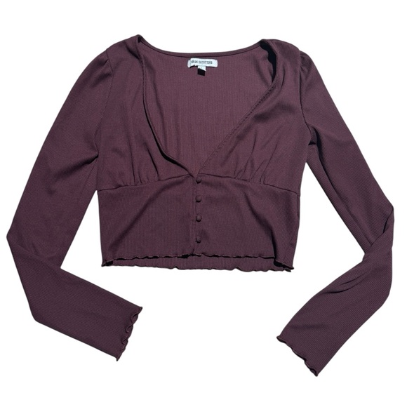 Urban Outfitters Tops - Urban Outfitters Ribbed Long Sleeve Crop Top Large